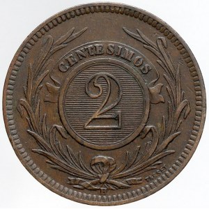 Uruguay, 2 centésimos 1869 H. KM-12. nep. hry