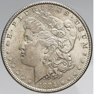 USA, 1 dollar 1884 Morgan. KM-110. vlas. škr.