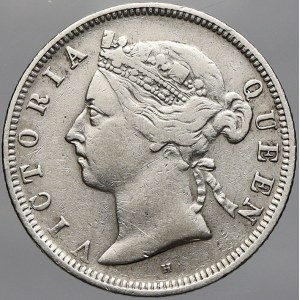 Hongkong, 20 cent 1889. KM-7. 2 kontramarky