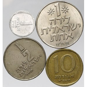 Israel, 1 lira 1978, ½ lira 1974, 10 a. 1968, 1 a. 1980. KM-47.1, 36.1, 26, 106