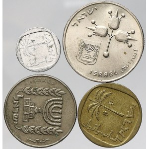 Israel, 1 lira 1978, ½ lira 1974, 10 a. 1968, 1 a. 1980. KM-47.1, 36.1, 26, 106