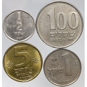 Israel, 100 šekel 1984, 5 šekel 1982, 1 šekel 1981, ½ šekel 1980. KM-143, 118, 111, 109