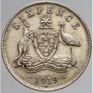 Austrálie, 6 pence 1919 M Melbourne. KM-25