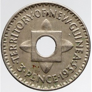 Papua Nová Guinea - Britská , 3 pence 1935. KM-3