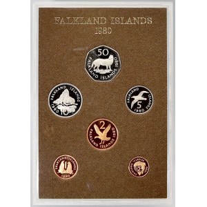 mimoevropské mince - sady oběhových mincí, Falklandy. 1/2 p. - 10 p. 1980...