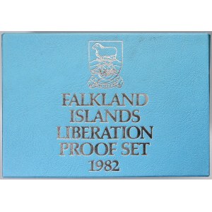 mimoevropské mince - sady oběhových mincí, Falklandy. 1/2 p. - 50 p. 1982. 50 pence Ag KM-18a...