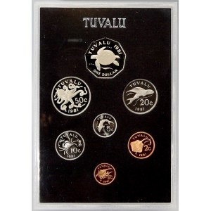 mimoevropské mince - sady oběhových mincí, Tuvalu. 1 c. - 1 dollar 1981...