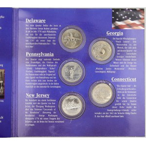 mimoevropské mince - sady oběhových mincí, USA. Sada ¼ dollarů 1999 P (Delavare, Georgia, Pennsylvania, New Jersey...