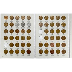 mimoevropské mince - konvoluty, Lot mincí USA - 1 centů 1941 - 1974 Lincoln v originálním albu...