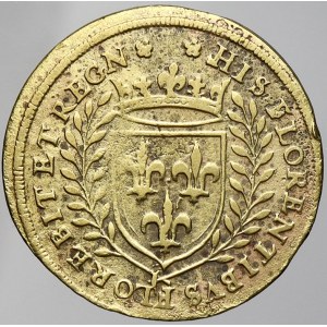 staré zahraniční tokeny, Německo. Norimberský žeton b.l. (cca 1586-1611) GALLIA FORTIT. Dvě postavy u stromku, dole zn...