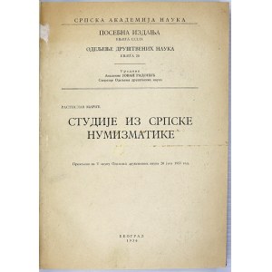 publikace, Marić, R.: Studije iz Srpske numizmatike. Beograd 1956