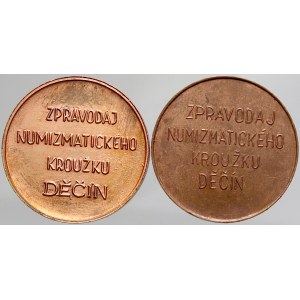 Děčín - zpravodaj num. kroužku, PF 1984 (Seidan), PF 1985 (Číž). Obě měď 28 mm. ČNM-C3/21a...