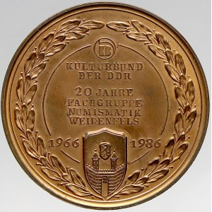 zahraniční numismatické ražby, Německo - DDR. 20 let numismatického spolku ve Weissenfelsu 1966 - 1986. Portrét J. G...