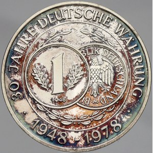 zahraniční numismatické ražby, Německo - BDR. 30 let německé měny 1948 - 1978. Ag 1.000 (20,09 g...