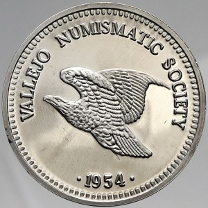 zahraniční numismatické ražby, USA. Vallejo Numismatic Society. 50 let spolku 1954 - 2004. Letící orel, opis ...