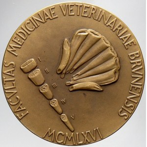 Kovanič Václav Adolf, Vysoká škola veterinární v Brně 1966. Portrét I. J. Pešiny, opis / schémata, opis. Bronz 60 mm...