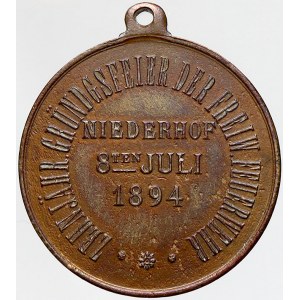 Dolní Dvůr u Vrchlabí, 10. výročí založení hasičského sboru 1894. Bronz 28 mm, pův...
