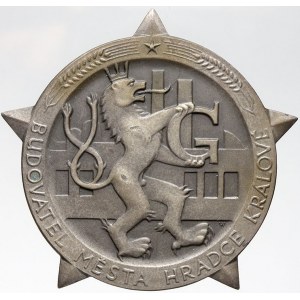 Hradec Králové, Medaile Budovatel města HK b.l. Jednostr. bronz postř. 50 mm