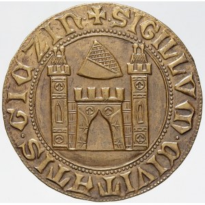 Jičín, Výročí gymnázia 1624 - 1974. Městská pečeť / data a opis. Nesign. Bronz 50 mm