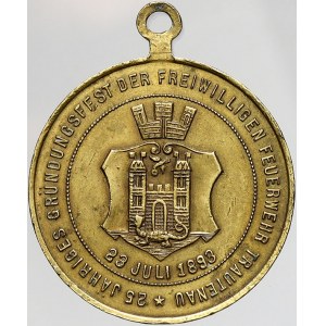Trutnov, 25. výročí založení hasičského sboru 1893. Mosaz 31 mm, pův. ouško. n. hr.