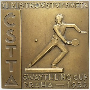 sportovní medaile a ceny, VI. mistrovství světa ve stolním tenisu - Swaythling Cup Praha 1932. Jednostr...