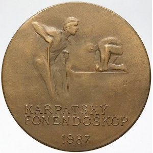 sportovní medaile a ceny, Karpatský fonendoskop 1987. Sportovci, nápis / sportovci. Bronz 60 mm