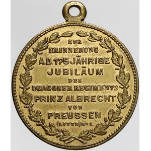 evropské medaile, Německo - Prusko. 175. výročí založení 1. dragounského pluku prince Albrechta Pruského 1717 - 1892...