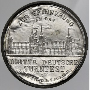 evropské medaile, Německo. III. něm. turnfest, Leipzig 1863. Sn galvano 40 mm (líc + rub nalepeny na kartonu...