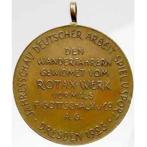 evropské medaile, Německo. Pěší výlet dělníků továrny ROTAX-WERK v Drážďanech 27.5.1923. Bronz 33,4 mm, pův...