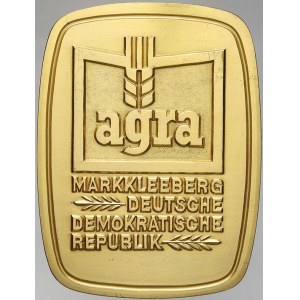 evropské medaile, Německo - DDR. Zemědělská cena AGRA. Symbol, nápis / znak DDR. Bronz pozlac...