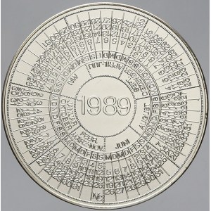 evropské medaile, Německo - BRD. Kalendářní medaile 1989. Ag 1.000 (38,8 g) 50 mm