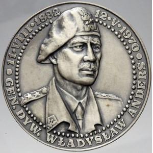 evropské medaile, Polsko. Generál Wladyslaw Anders 1989. Portrét, opis / výjev z bitvy Monte Cassino 1944. Sign...