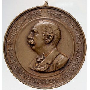 evropské medaile, Rakousko. 25 let mužského sboru Landstrasser 1879 - 1903. Portrét sboristy Franze Porsche, opis ...