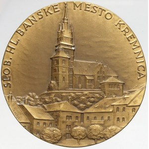 evropské medaile, Slovensko. Město Kremnica b.l. Kremnický hrad, opis / městská brána. Sign. Hám...