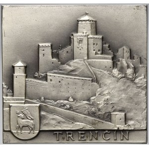 evropské medaile, Slovensko. Hrad Trenčín b.l. Nesign. Jednostr. Ag 0.900 (179,71 g) 66 x 70 mm