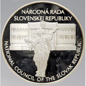 evropské medaile, Slovensko. Medaile Národní rady Slovenskej republiky. Ag? 50 mm (50,7 g), etue...