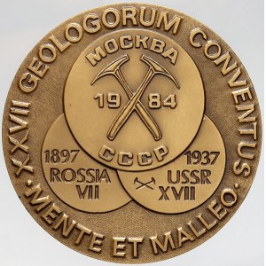 evropské medaile, SSSR. XXVII. geologický kongres, Moskva 1984. Bronz 60 mm