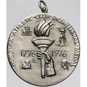 mimoevropské medaile, USA. 200 let atletického klubu v New Yorku 1776 - 1976. Bronz postř. 44 mm, pův...