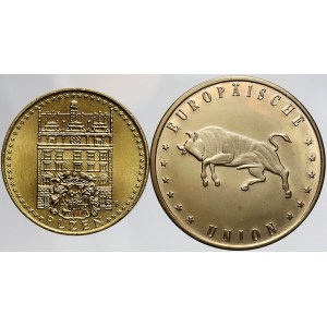 soubory medailí, Žeton Plzeň / Domažlice. Mosaz 30 mm. 10 let EU b.l. BK 35 mm