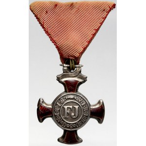 R-U - František Josef I., Záslužný kříž s chybějící korunkou, mírová stuha. dr. poškoz...