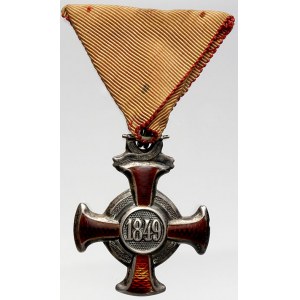 R-U - František Josef I., Záslužný kříž s chybějící korunkou, mírová stuha. dr. poškoz...