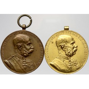 R-U - František Josef I., Medaile k 50. výročí vlády (Signum memoriae) 1898. Bronz, bronz zlac...