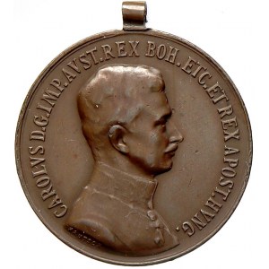 R-U - Karel I., Medaile Za statečnost. Bronz, bez stuhy. n. škr.