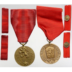 ČSR - ČSSR - ČSFR, Medaile Sboru nápravné výchovy, dvě miniatury, původní etue. Za službu vlasti, bronz, dvě miniatury...