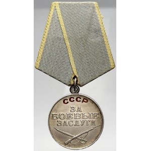, Medaile Za bojové zásluhy 1944. Bez čísla (po roce 1947). Ag ?, stuha na mosazné golodce...