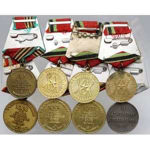 Rusko - SSSR - Rusko, Konvolut osmi pamětních medailí: 3x 30 let od války, 3x 20 let od války, 40 let od války...