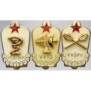 odznaky vojenské, Odznaky vojenských vysokých škol - VVŠPV (Pozemní vojsko VAAZ Brno), VVTŠ (Liptovský Mikuláš), VLA...
