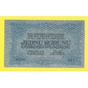 ČSR 1919 - 1938, 1 Kč 1919, s. 017. H-7a