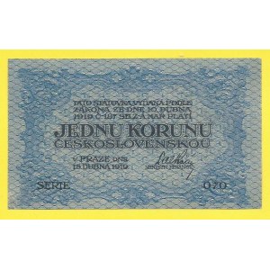 ČSR 1919 - 1938, 1 Kč 1919, s. 070. H-7a. růžek