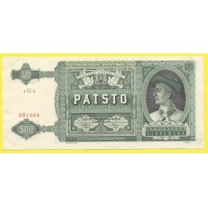 Slovensko 1939 - 1945, 500 Ks 1941, s.4Gb. H-56aS1. perf. SPECIMEN. stopy po nalepení